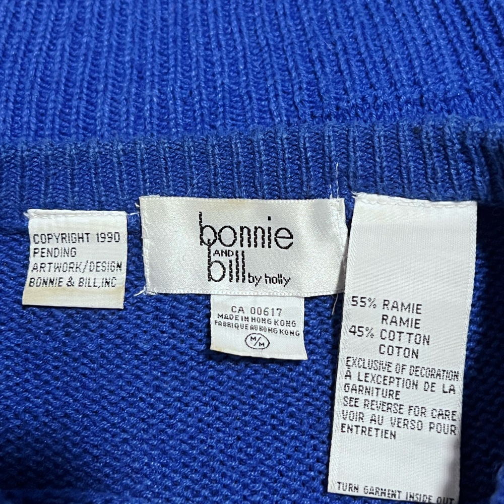 VINTAGE 80s Sweater Bonnie & Bill Wearable Art - Picture 5 of 7